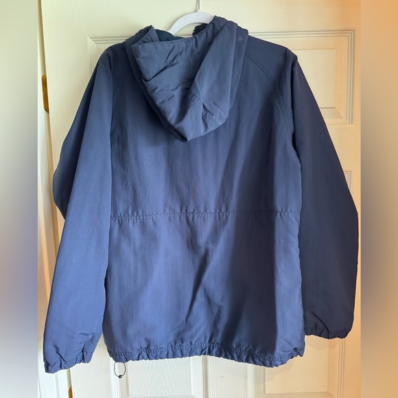 L.L. Bean Navy Hooded Pullover Rain Anorak with Gold Accent - Picture 2 of 3